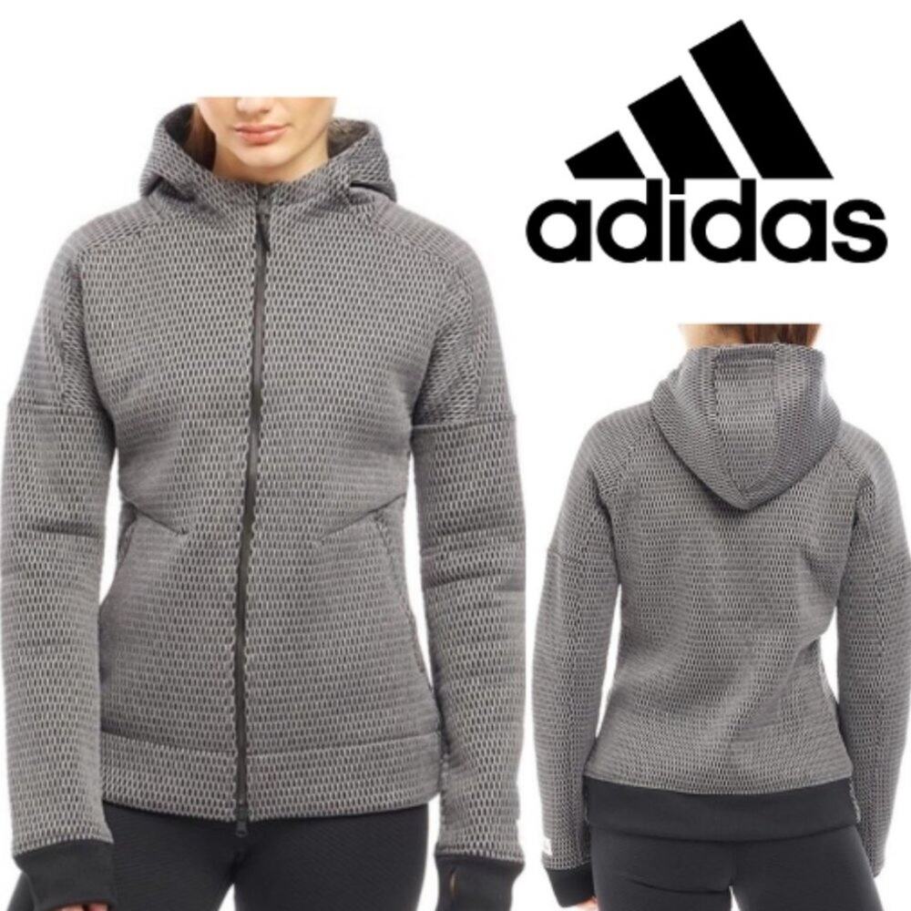 Adidas x reigning champ mesh zip up gray hoodie jacket size SMALL women's